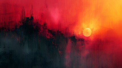  An abstract painting depicting the feeling of isolation and detachment through color and form