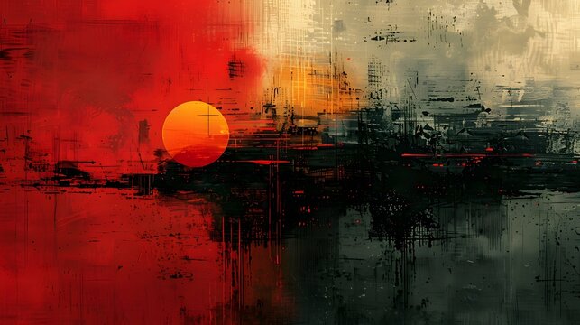  An abstract painting depicting the feeling of isolation and detachment through color and form