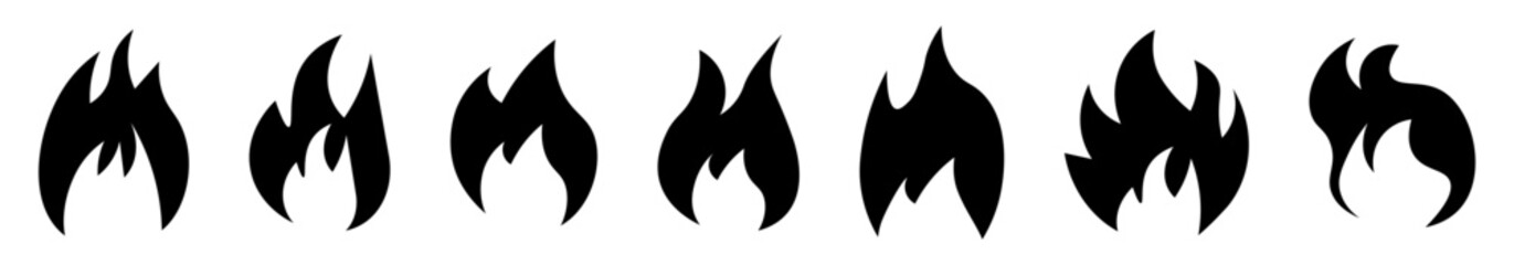 Fire icon set. Flames symbols collection. Vector
