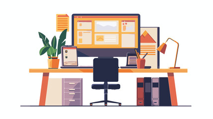 Professional designer working desk with opened site