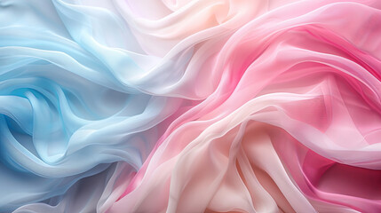 Obraz premium Soft Pastel Fabric Waves in Pink and Blue