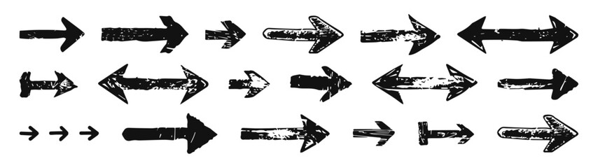 Set of hand drawn direction arrow icons. Graphic vector elements for web, applications, infographics, social media.