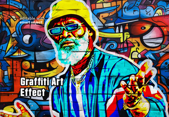 Graffiti Art Effect with Ai Backgrounds - obrazy, fototapety, plakaty