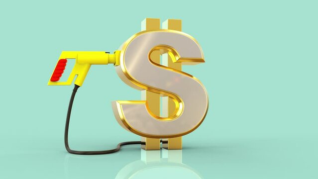Animation of an electric car charging plug with a gold dollar on a green background. 3d rendering.
