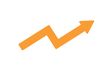 A bright orange arrow pointing upward on a white background.