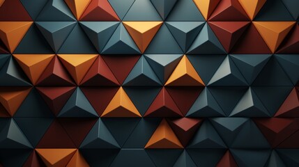 Futuristic blue orange geometric tech texture with 3d triangular shapes pattern wall banner