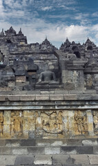 The scenery image of the Borobudur Temple in Magelang. Central Java, Indonesia.