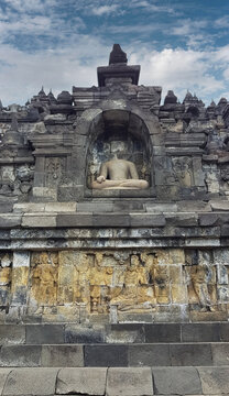 The scenery image of the Borobudur Temple in Magelang. Central Java, Indonesia.