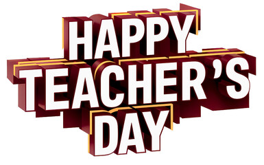 Obraz premium Happy Teacher's Day typography design kids letter style, pastel color on transparent background 