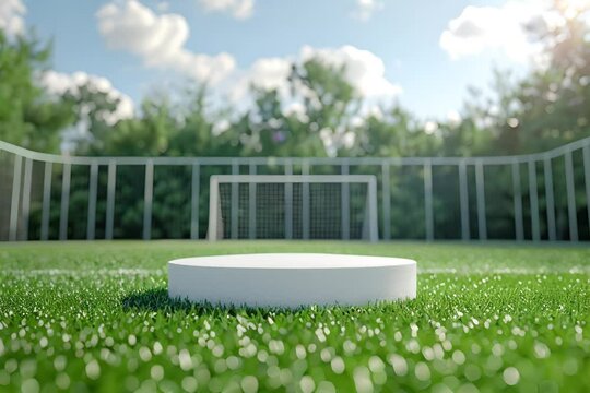 3D rendering of a podium on a soccer field