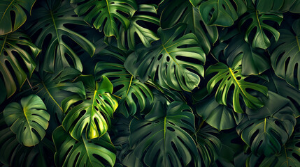 Fototapeta na wymiar A lush green plant with large leaves and a dark background