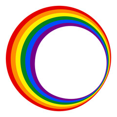 Rainbow circle isolate on transparent background. Photo frame in the colors of the Pride flag. Pride month element. Vector illustration