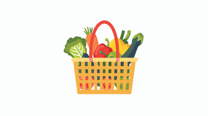 Shopping basket full of healthy organic fresh and nat