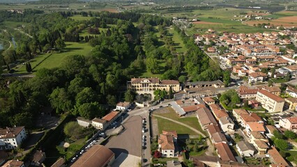 Aerial view Valeggio sul Mincio is a comune in Italy, located in the province of Verona, Venice...