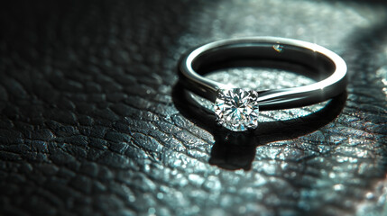 Solitaire Diamond Ring Bathed in Sunlight.