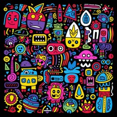 Fototapeta premium Vibrant multicolored graffiti style wallpaper