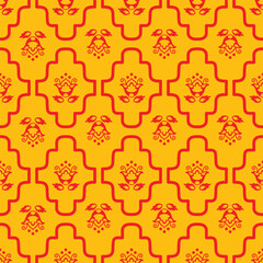 Decorative ornamental diaper seamless pattern vector yellow
