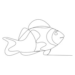 Continuous single one line drawing of fish  International world Oceans day