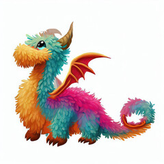 Obraz premium 3D furry forest animal with beautiful colors and white background. with Generative AI technology