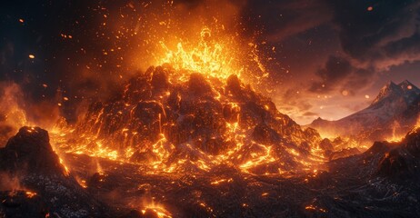 A large volcano hot lava and gases - Powered by Adobe