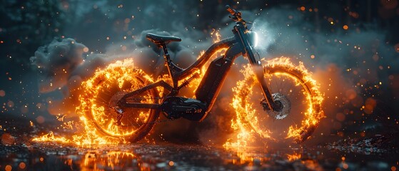 E-Bike Ignition: The Hidden Dangers of Lithium Batteries. Concept Lithium Battery Fires, Safety Regulations, E-Bike Ignition Risks