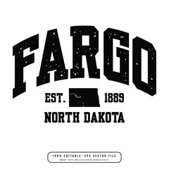 Fargo text effect vector. Editable college t-shirt design printable text effect vector