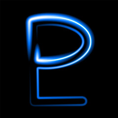Vector isolated illustration of Pluto planet astrological sign with neon effect.