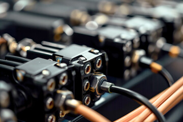 Obraz premium Fuel Cell Electrical Connectors in Energy Flow