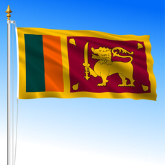 Sri Lanka, official national waving flag, asiatic country, vector illustration