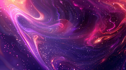 Swirling cosmic patterns in purples and pinks, starry backdrop designed for text.