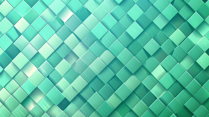 Fototapeta na wymiar Teal squares cascade, creating a dynamic ripple effect, reminiscent of refreshing ocean waves on a vibrant vector background.