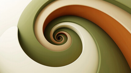 Earth-toned 3D spiral, natural colors twist against white background.