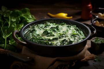 Creamed Spinach, Spinach cooked in a creamy, savory sauce
