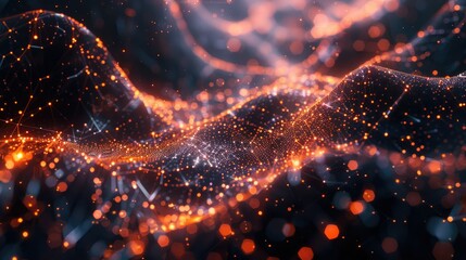Glowing nodes interconnected by digital pathways in a virtual AI landscape