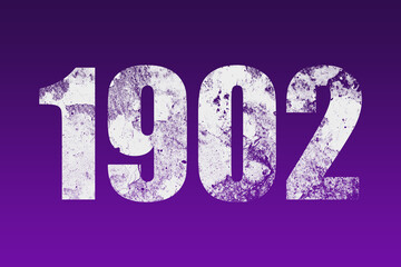 flat white grunge number of 1902 on purple background. - obrazy, fototapety, plakaty