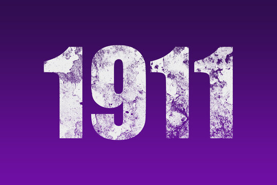 flat white grunge number of 1911 on purple background.