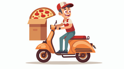 Smiling pizza delivery courier boy delivering pizza 
