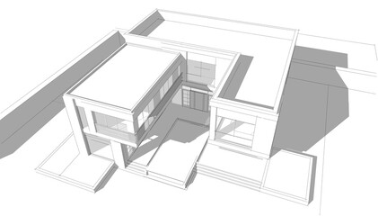 house building sketch architecture 3d illustration