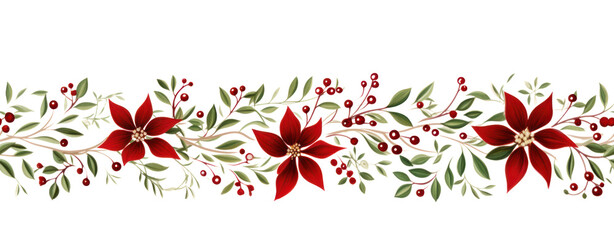 seamless watercolor christmas garland clipart on white background