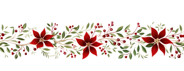 seamless watercolor christmas garland clipart on white background