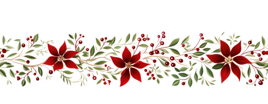 seamless watercolor christmas garland clipart on white background