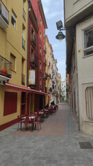 Obraz premium small beautiful and narrow street in the city