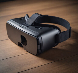 Virtual Reality VR googles set on wooden table - obrazy, fototapety, plakaty