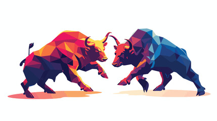 Stock market bulls and bears battle metaphor - obrazy, fototapety, plakaty