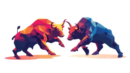Fotobehang Stock market bulls and bears battle metaphor © Casa