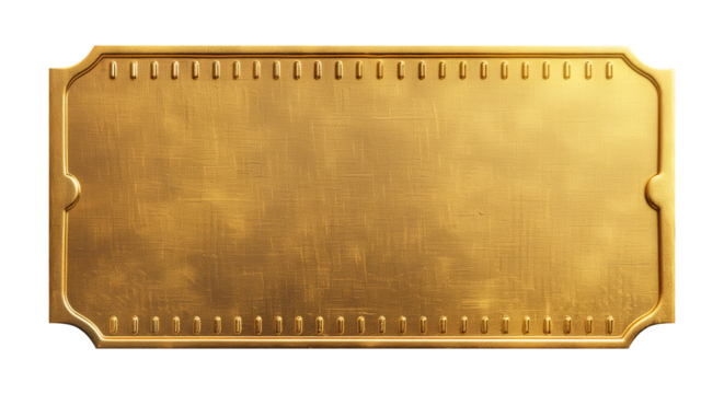 Realistic blank golden luxury ticket or gift certificate isolated on white, empty metallic coupon - Powered by Adobe