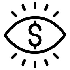 eye dollar icon, simple vector design