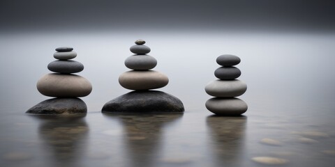 A stack of rocks sitting on top of a body of water - Powered by Adobe