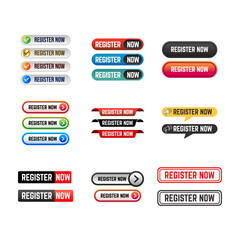 Set of Modern Typographic Designs for Register Now