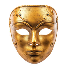 Golden luxury masquerade face mask, isolated gilded Venetian carnival woman costume element